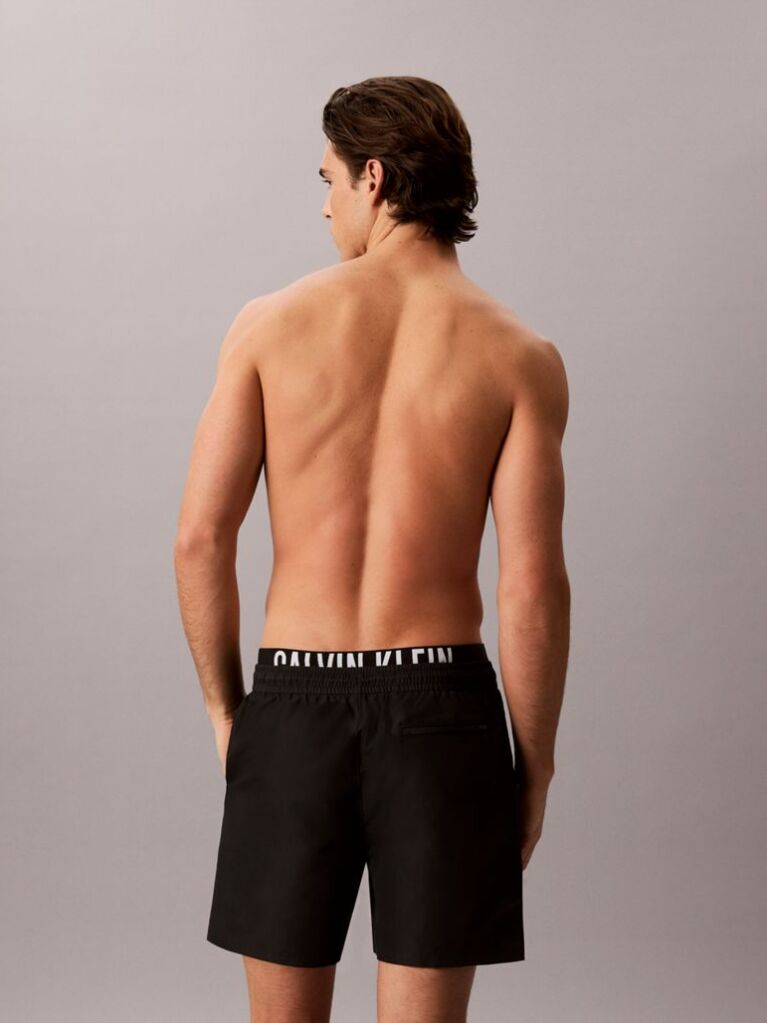 Black Double Waistband Swim Shorts - Intense Power  Men