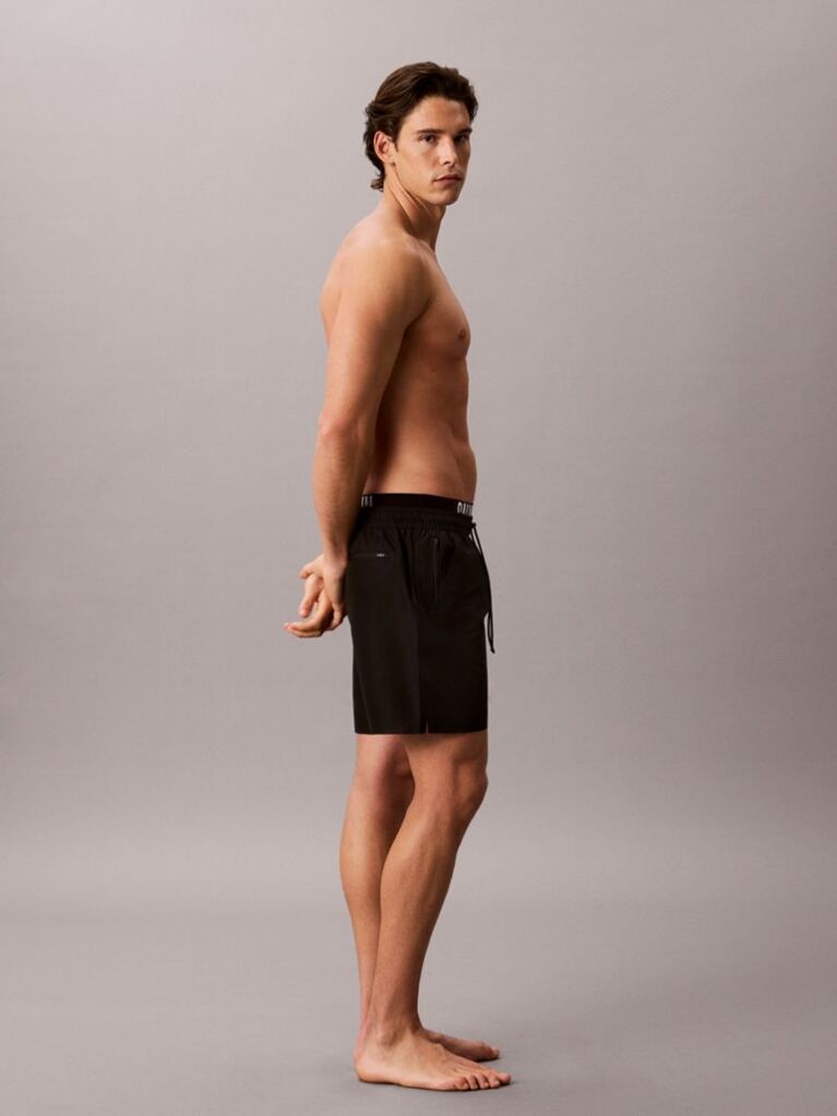 Black Double Waistband Swim Shorts - Intense Power  Men