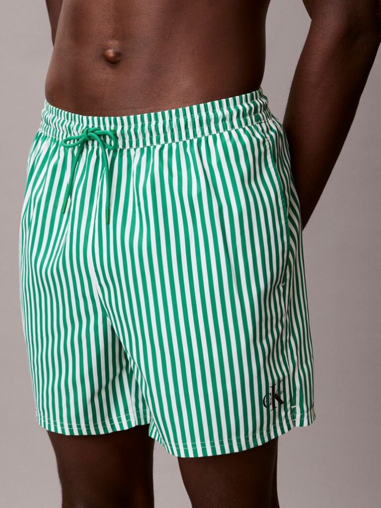 Verde Pantaloni Scurti De Baie Medii Cu Snur - CK Monogram  Barbati