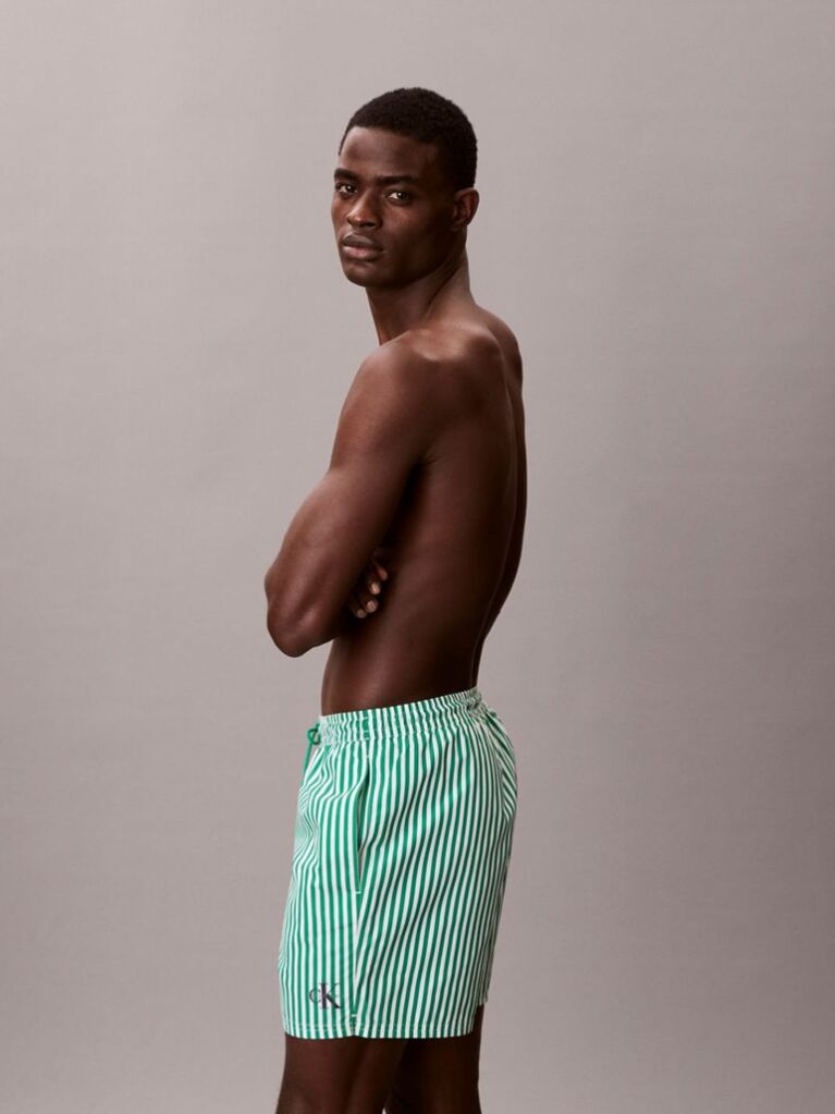 Verde Pantaloni Scurti De Baie Medii Cu Snur - CK Monogram  Barbati