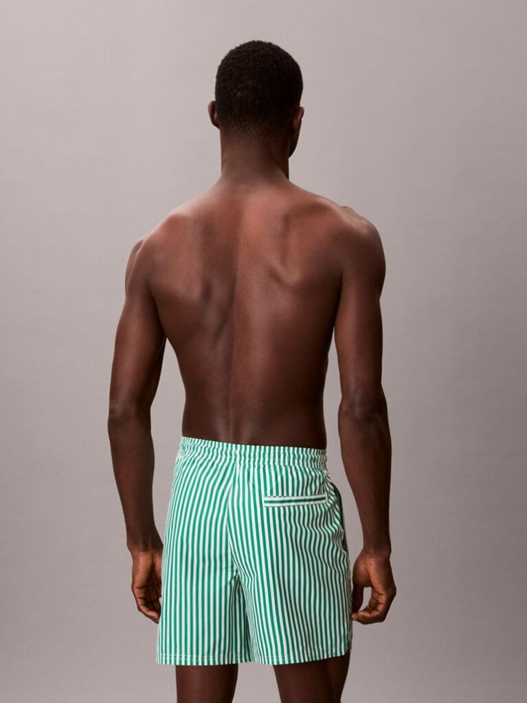 Verde Pantaloni Scurti De Baie Medii Cu Snur - CK Monogram  Barbati