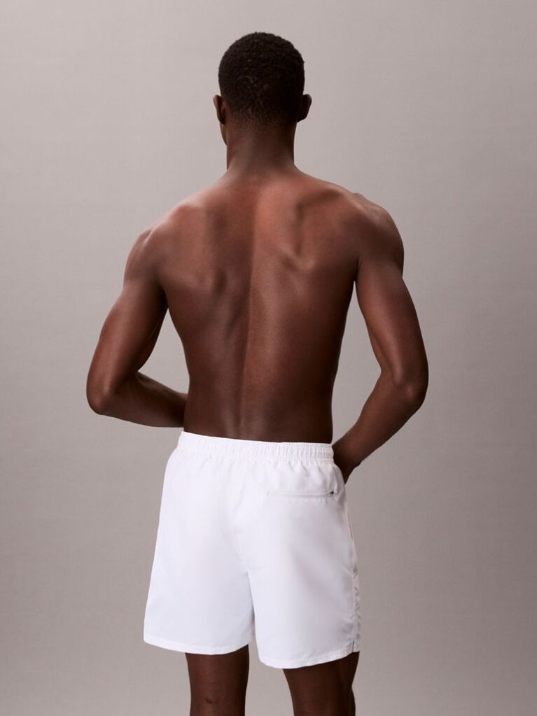 White Medium Drawstring Swim Shorts - Intense Power  Men