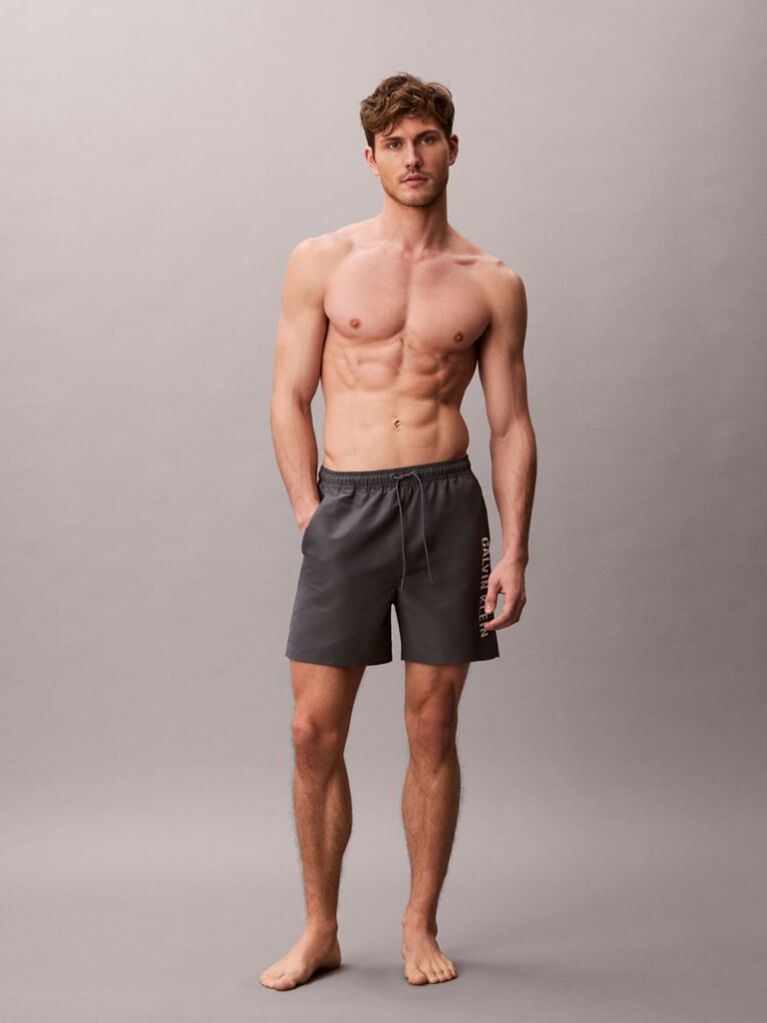 Grey Medium Drawstring Swim Shorts - Intense Power  Men