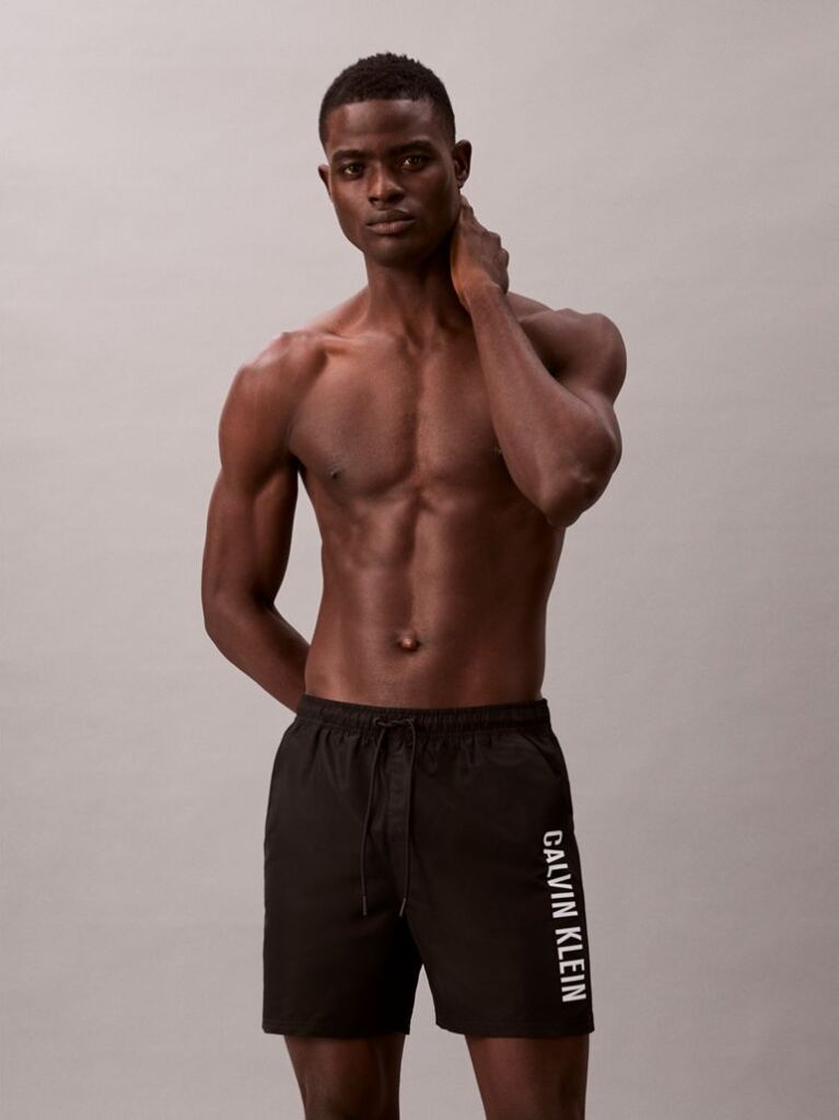 Negru Pantaloni Scurti De Baie Medii Cu Snur - Intense Power  Barbati