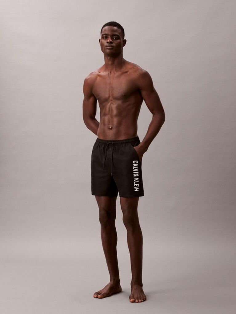 Negru Pantaloni Scurti De Baie Medii Cu Snur - Intense Power  Barbati