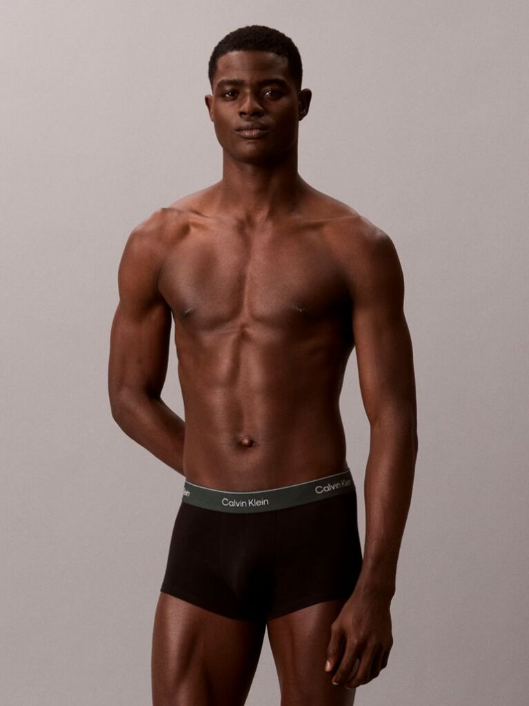 Black 3 Pack Low Rise Trunks - Icon Cotton Stretch  Men