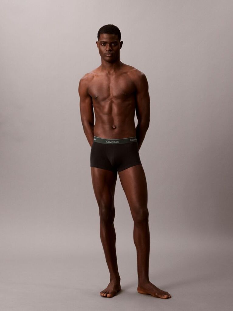 Black 3 Pack Low Rise Trunks - Icon Cotton Stretch  Men