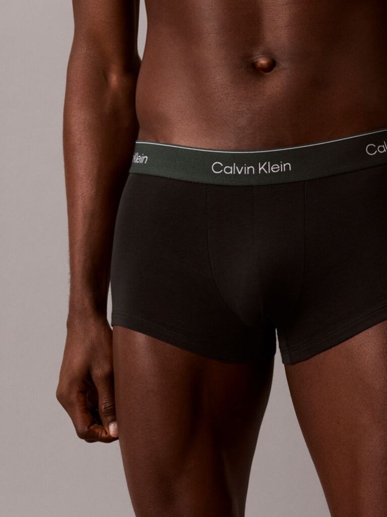Black 3 Pack Low Rise Trunks - Icon Cotton Stretch  Men