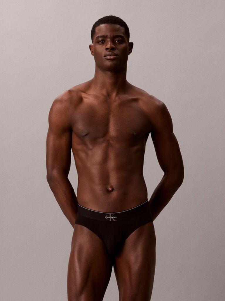 Black Graphic Monogram Cotton Stretch Briefs  Men