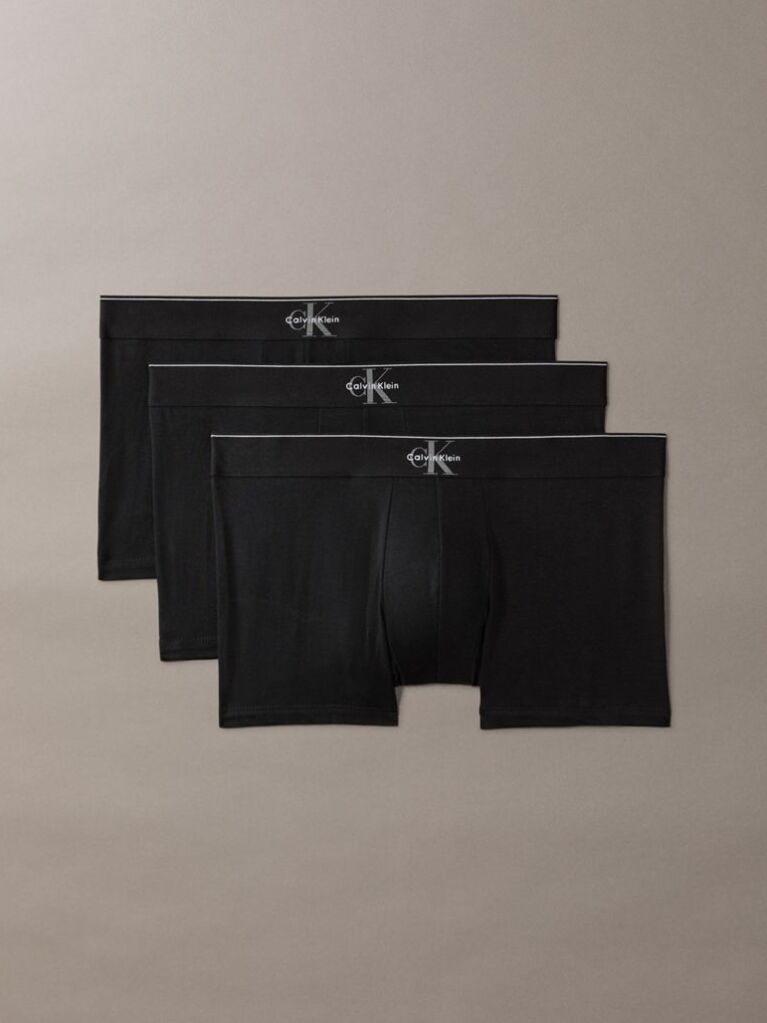 Negru Boxeri Din Bumbac Elastic Cu Monograma Grafica  Barbati