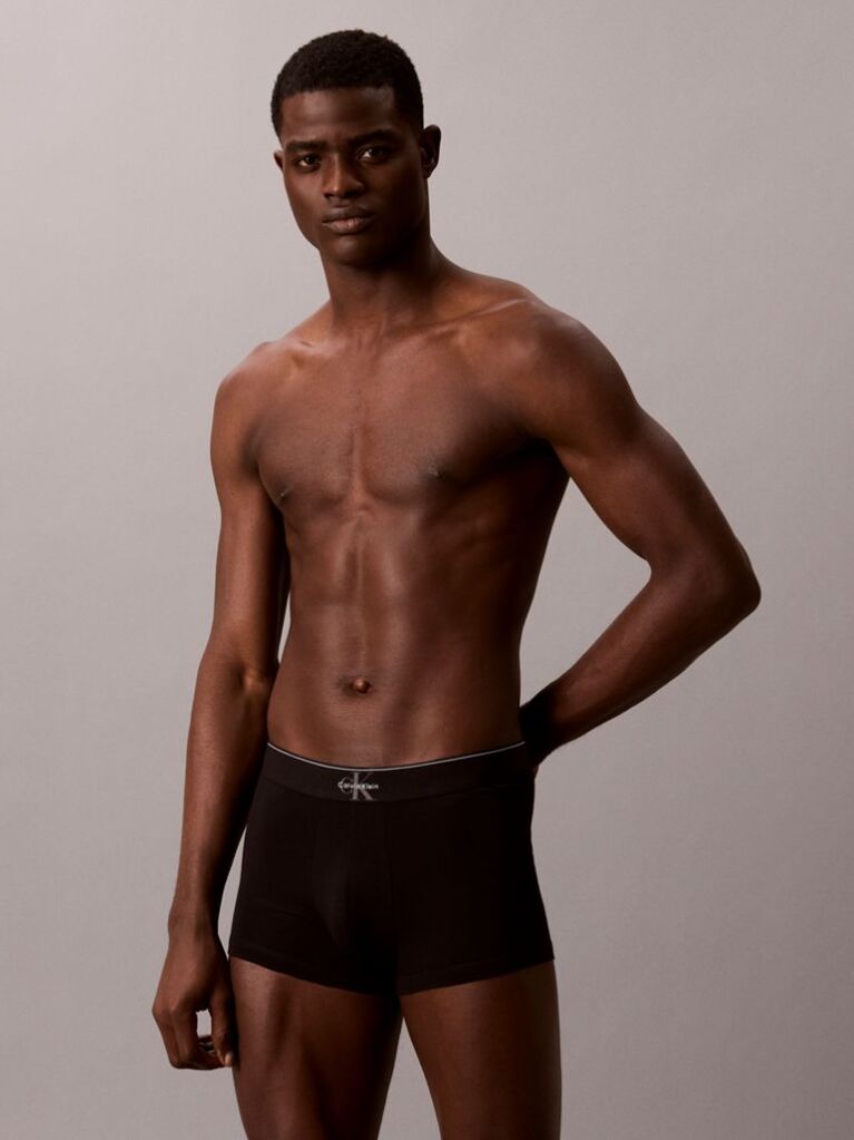 Negru Boxeri Din Bumbac Elastic Cu Monograma Grafica  Barbati
