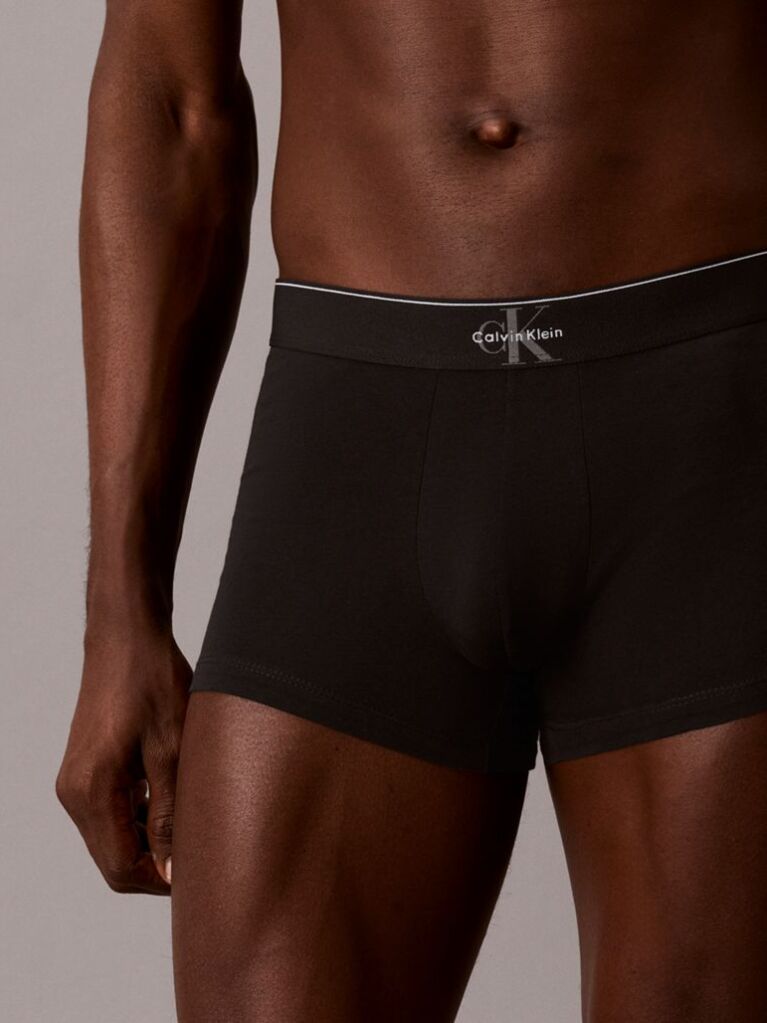 Negru Boxeri Din Bumbac Elastic Cu Monograma Grafica  Barbati