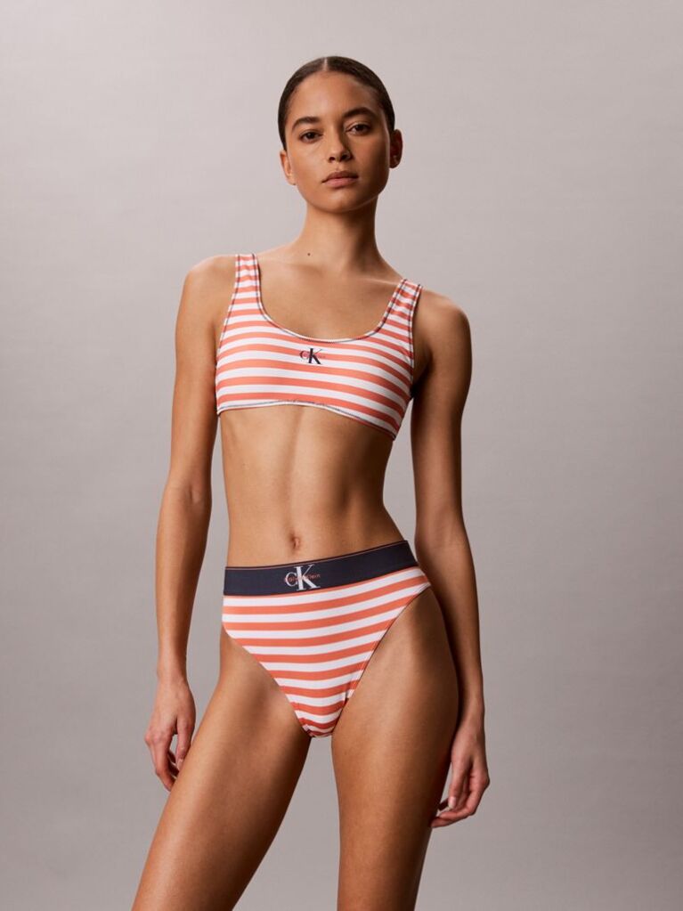 Orange Bralette Bikini Top - CK Monogram  Women