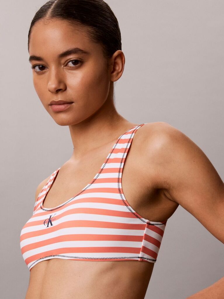 Orange Bralette Bikini Top - CK Monogram  Women