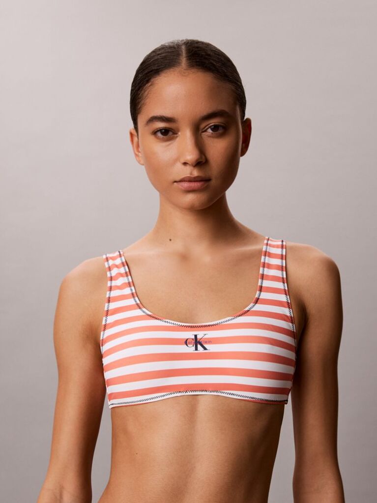 Orange Bralette Bikini Top - CK Monogram  Women