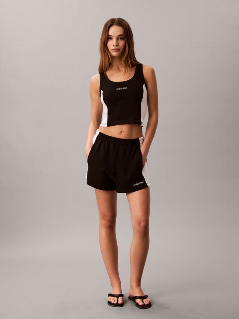 Negru Pantaloni Scurti De Plaja Din Jersey De Bumbac  Femei