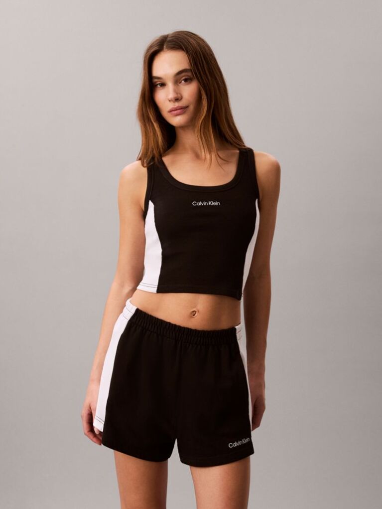 Negru Pantaloni Scurti De Plaja Din Jersey De Bumbac  Femei