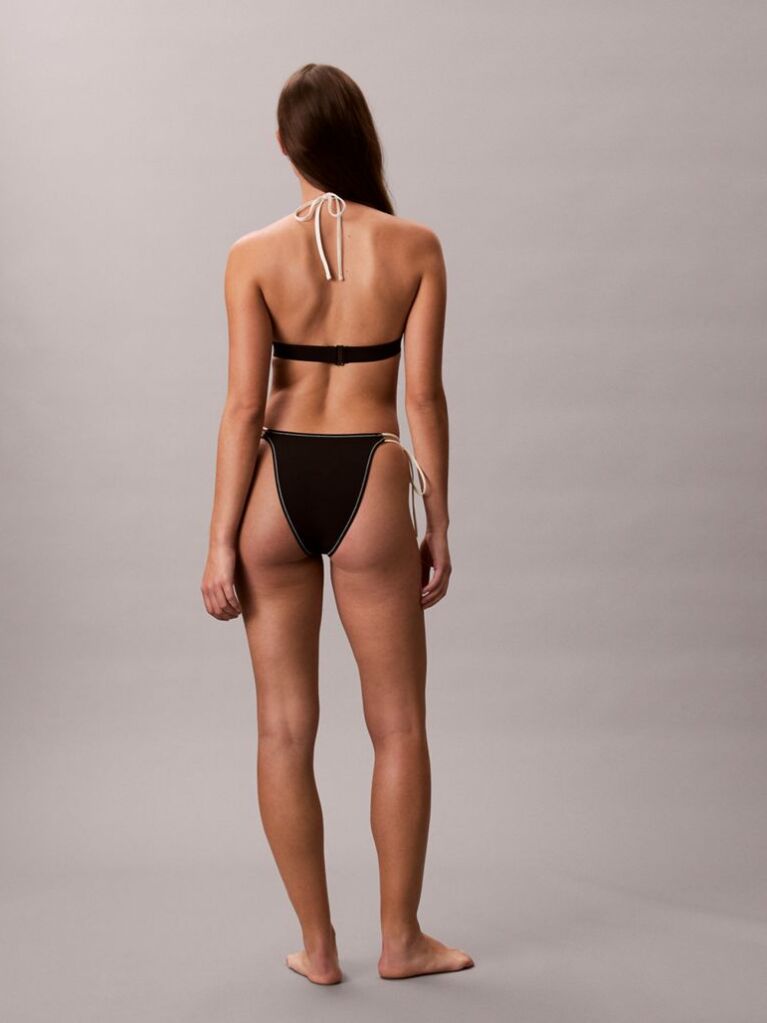 Black Halter Triangle Bikini Top - CK Monogram  Women