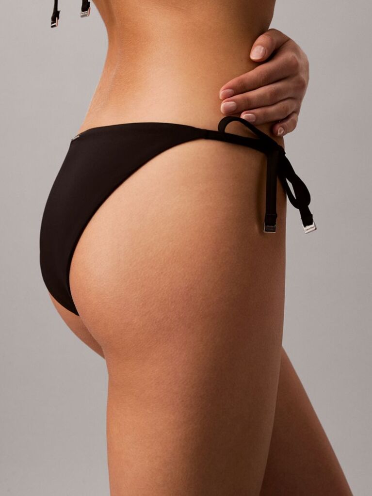 Negru Slip De Baie Cu Snururi Laterale - CK Essentials  Femei