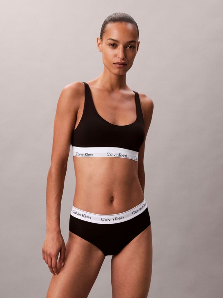 Negru Bralette Usor Captusit - Icon Cotton Modal  Femei