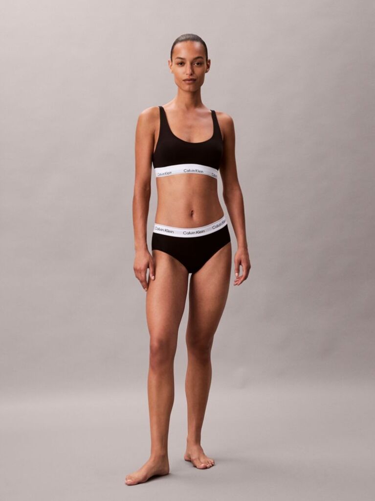 Negru Bralette Usor Captusit - Icon Cotton Modal  Femei