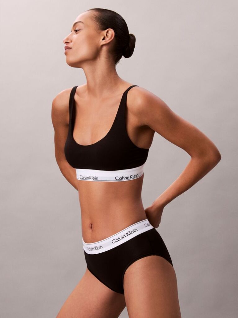 Negru Bralette Usor Captusit - Icon Cotton Modal  Femei
