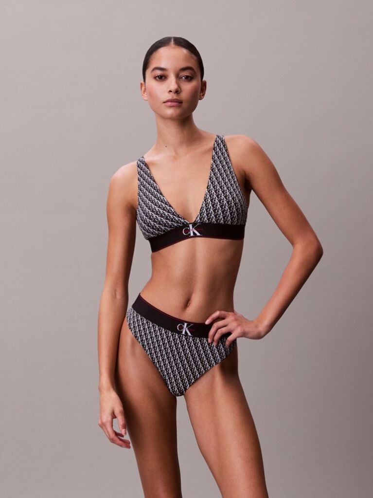 Negru Sutien Bralette Triunghi - Monograma Grafica Din Microfibra  Femei