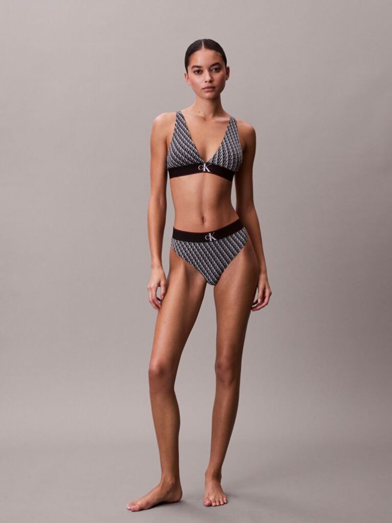 Negru Sutien Bralette Triunghi - Monograma Grafica Din Microfibra  Femei