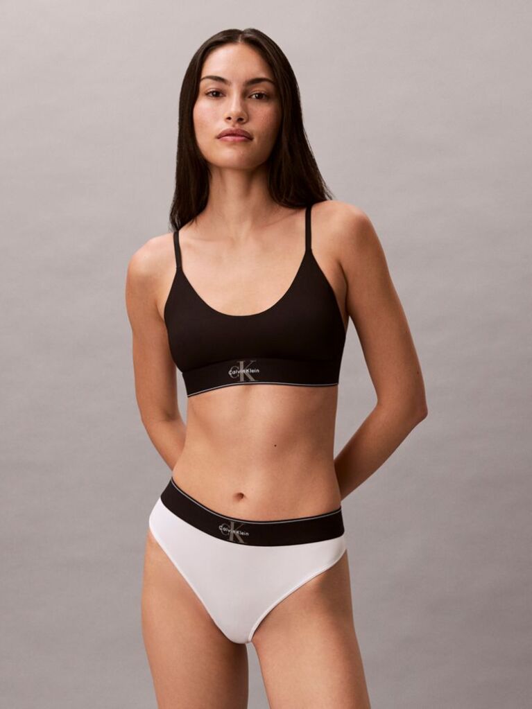 Black Unlined Bralette - Graphic Monogram Microfibre Stretch  Women
