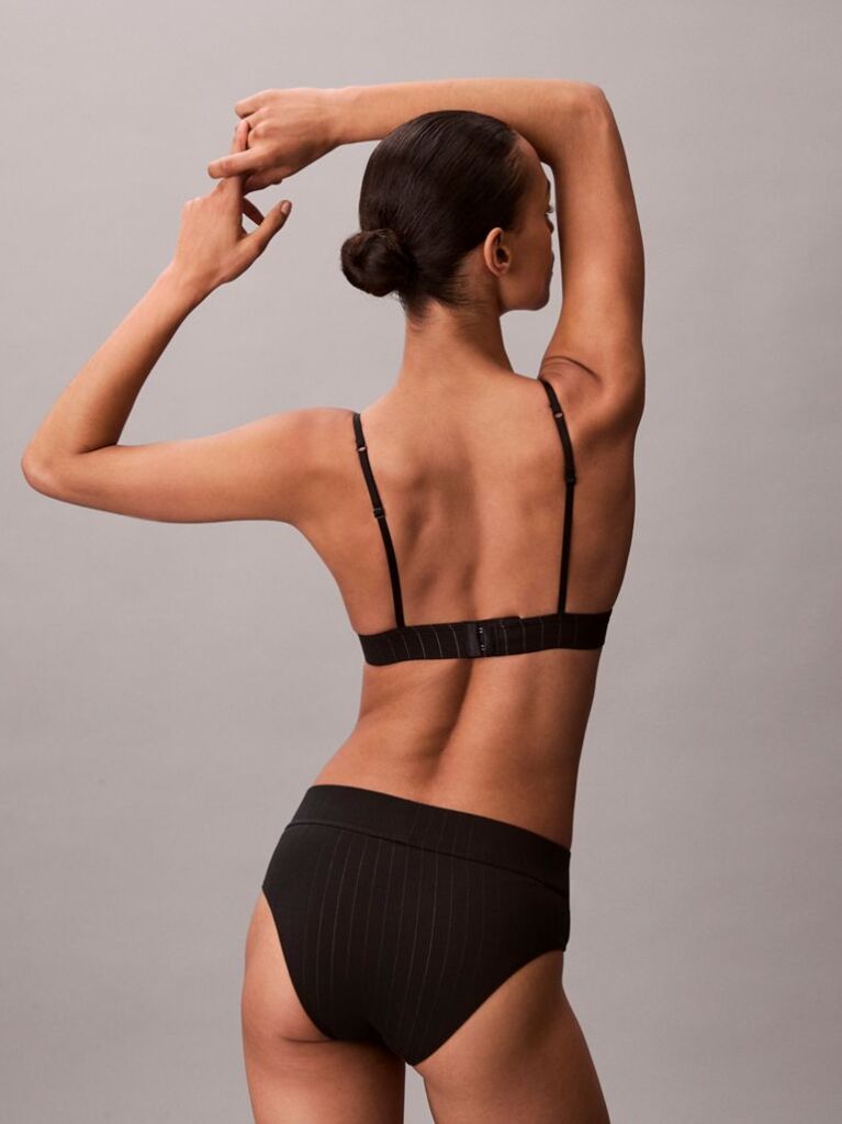 Black Lightly Lined Triangle Bralette - Heritage Classic Cotton Stretch  Women