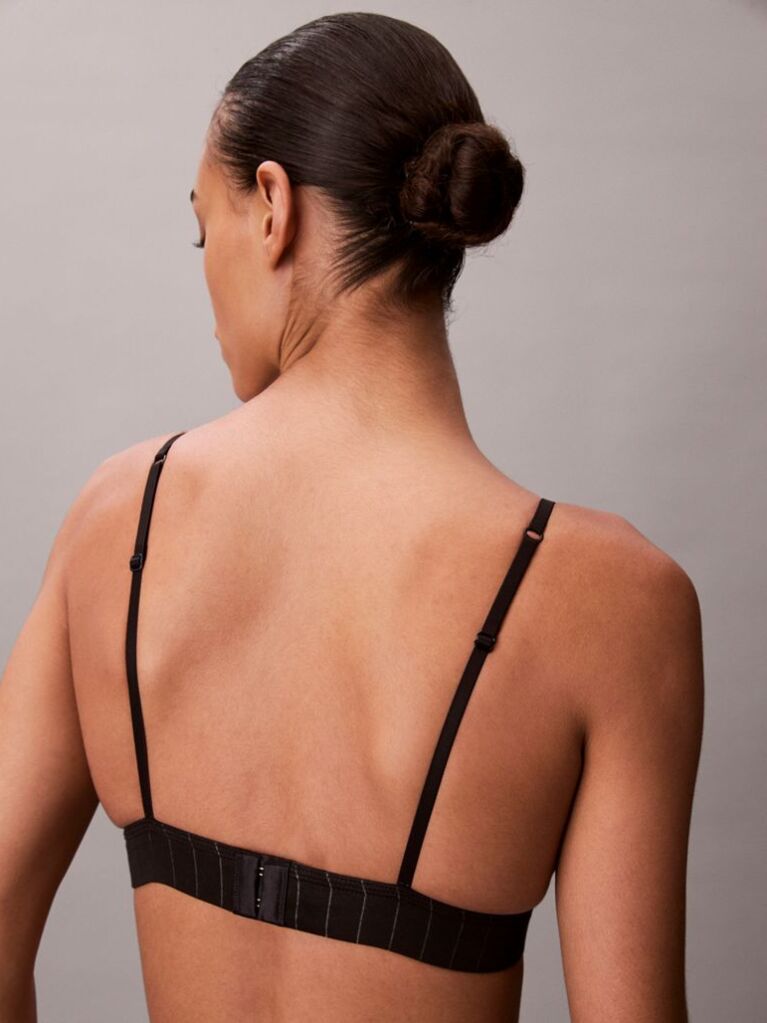 Black Lightly Lined Triangle Bralette - Heritage Classic Cotton Stretch  Women