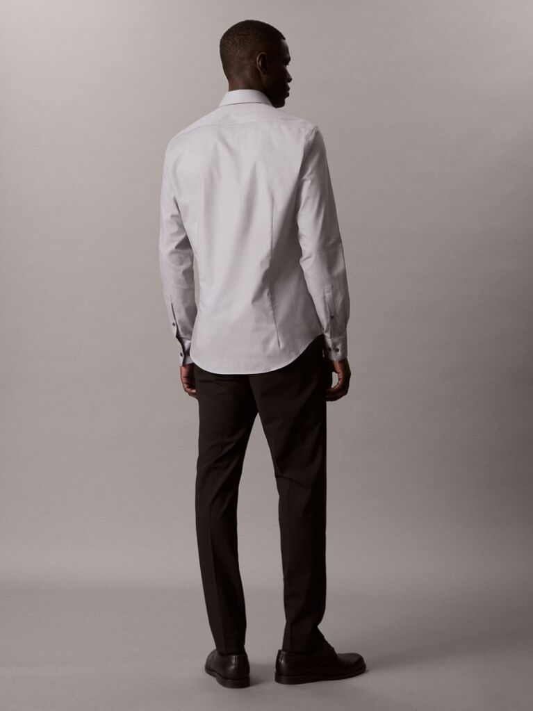 Gri Camasa Slim Din Twill Elastic  Barbati