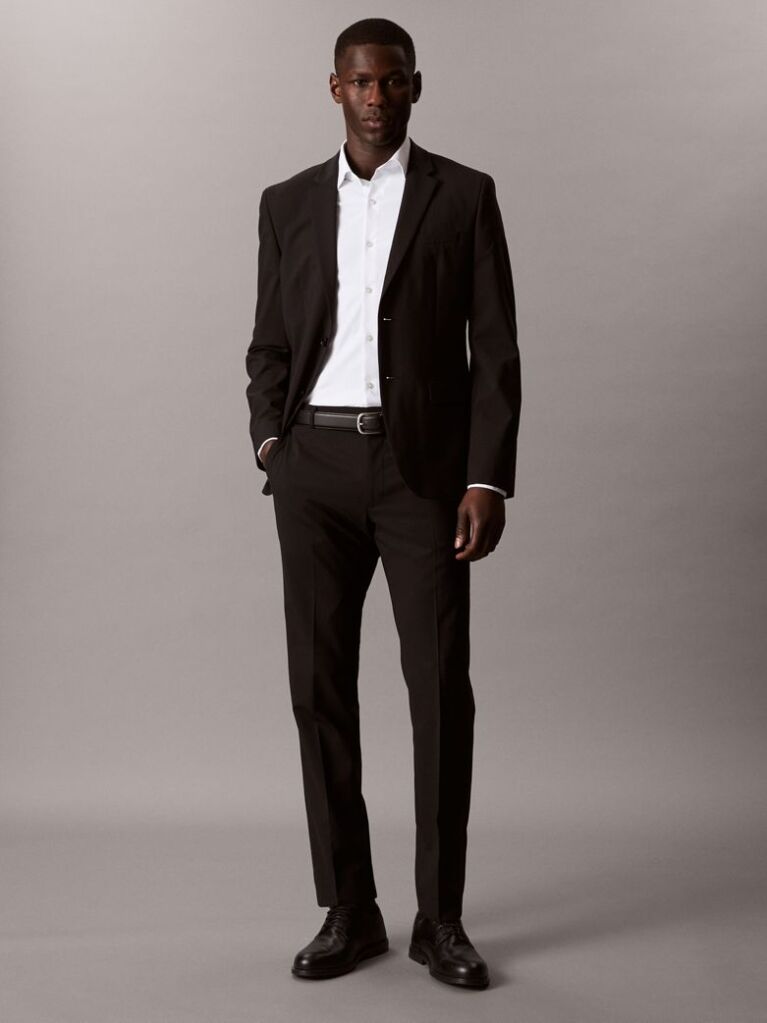 Alb Camasa Slim Fit Din Material Tehnic Active Performance  Barbati