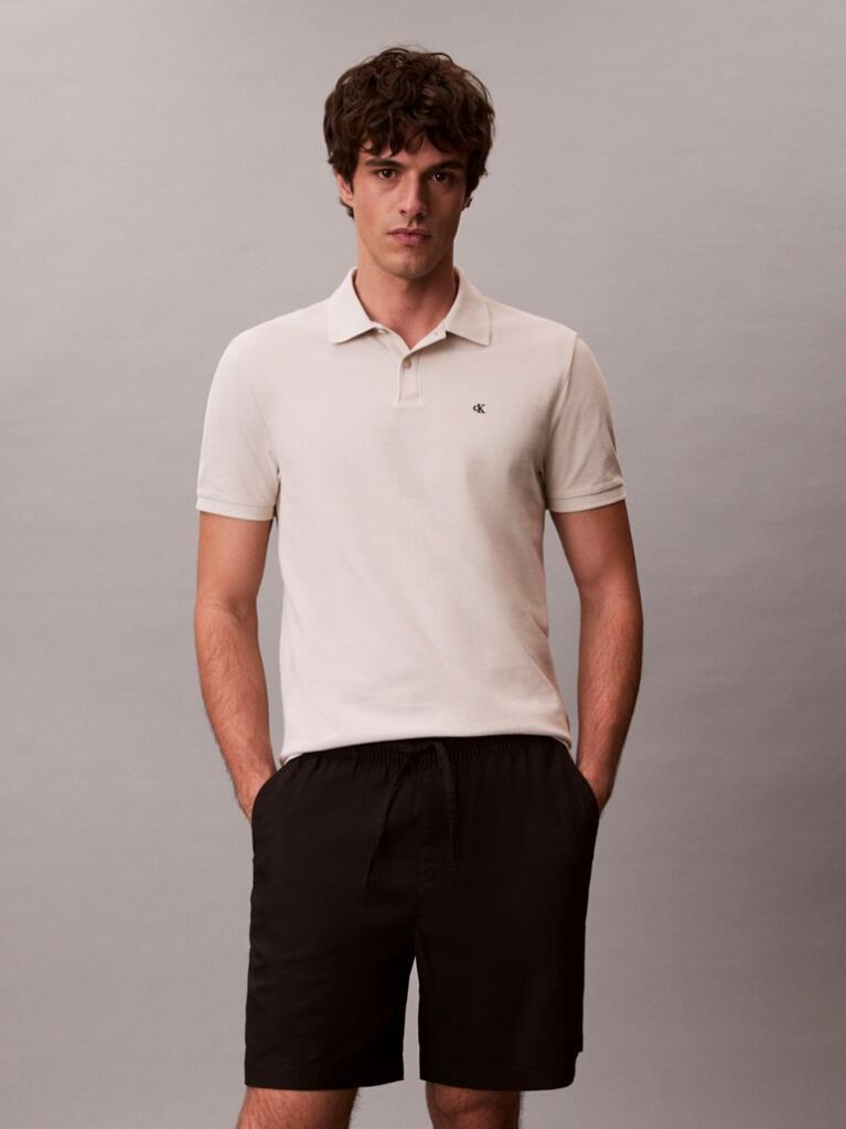 Beige Cotton Piqué Polo Shirt  Men