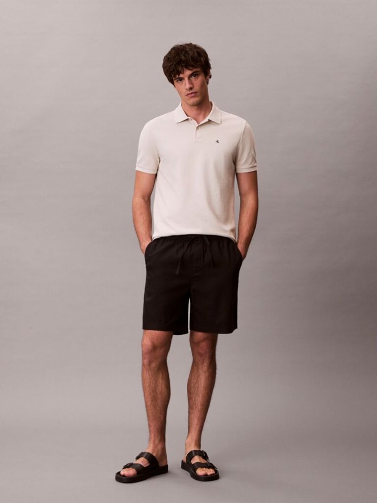 Beige Cotton Piqué Polo Shirt  Men