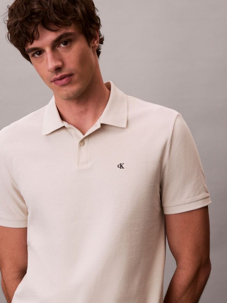 Beige Cotton Piqué Polo Shirt  Men