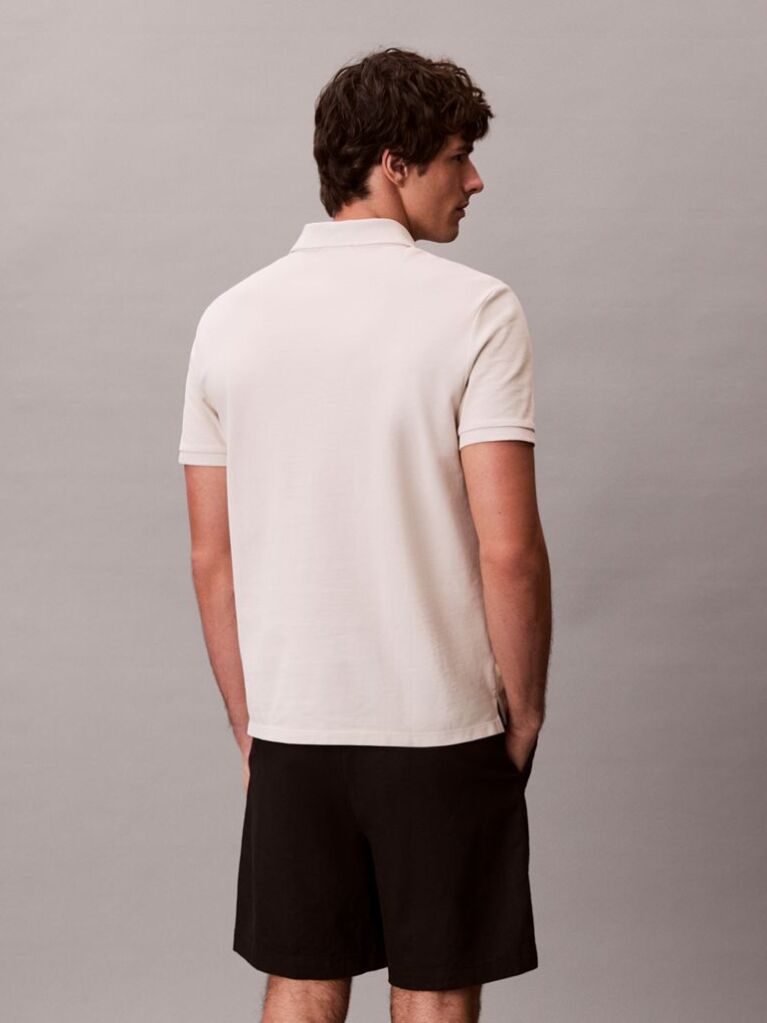 Beige Cotton Piqué Polo Shirt  Men