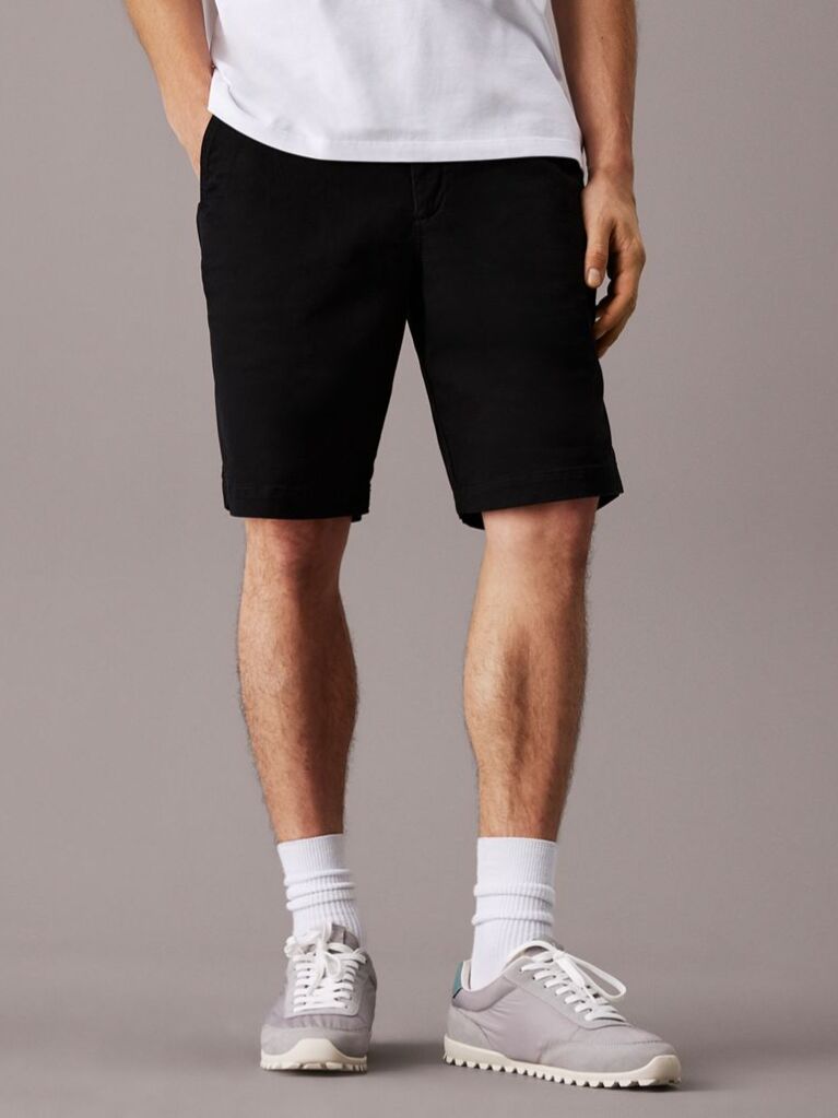 Black Soft Twill Chino Shorts  Men
