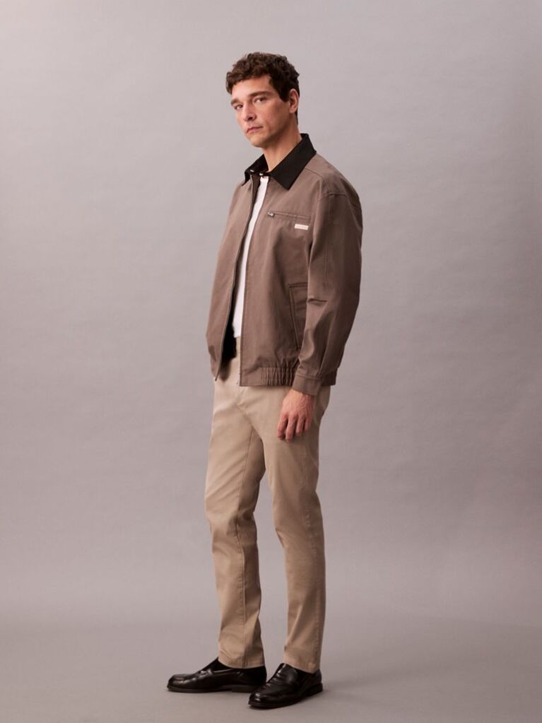 Kaki Pantaloni Slim Din Bumbac Elastic  Barbati