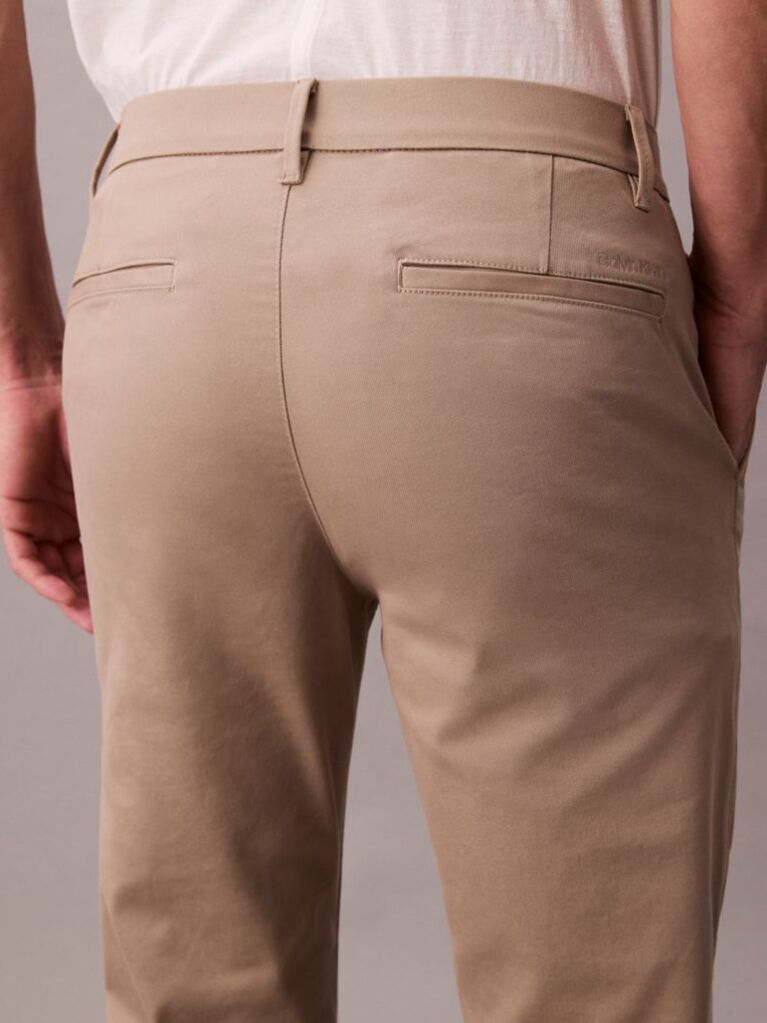 Kaki Pantaloni Slim Din Bumbac Elastic  Barbati