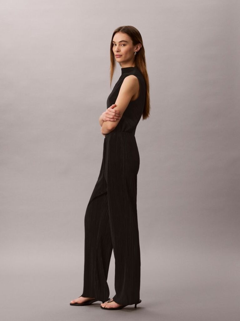 Black Plisse Pull-On Lounge Trousers  Women