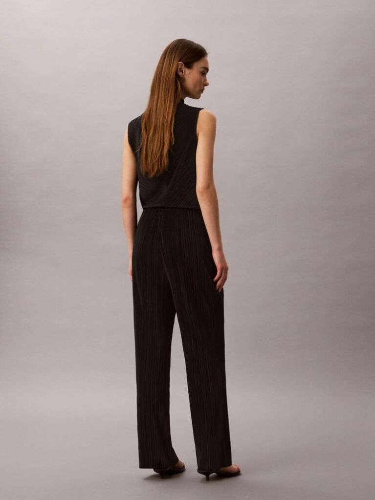 Black Plisse Pull-On Lounge Trousers  Women