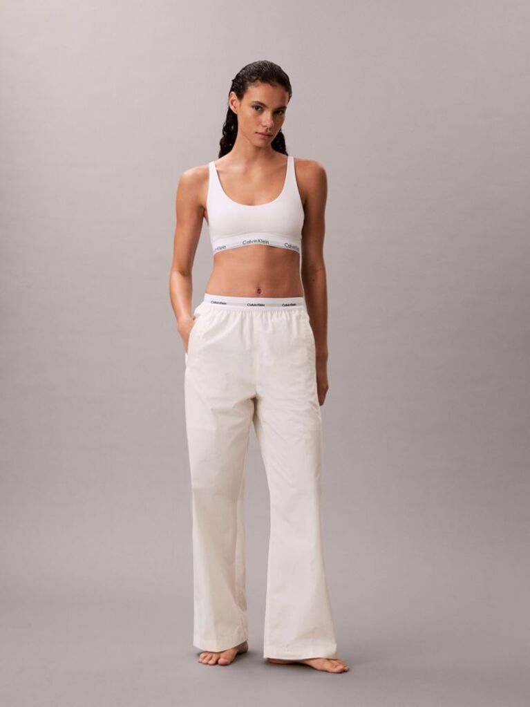 White Cotton Relaxed Pants  Women