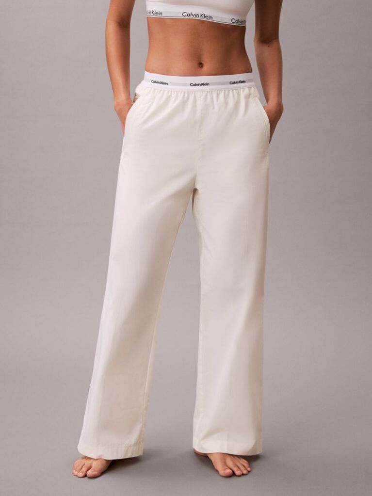 White Cotton Relaxed Pants  Women