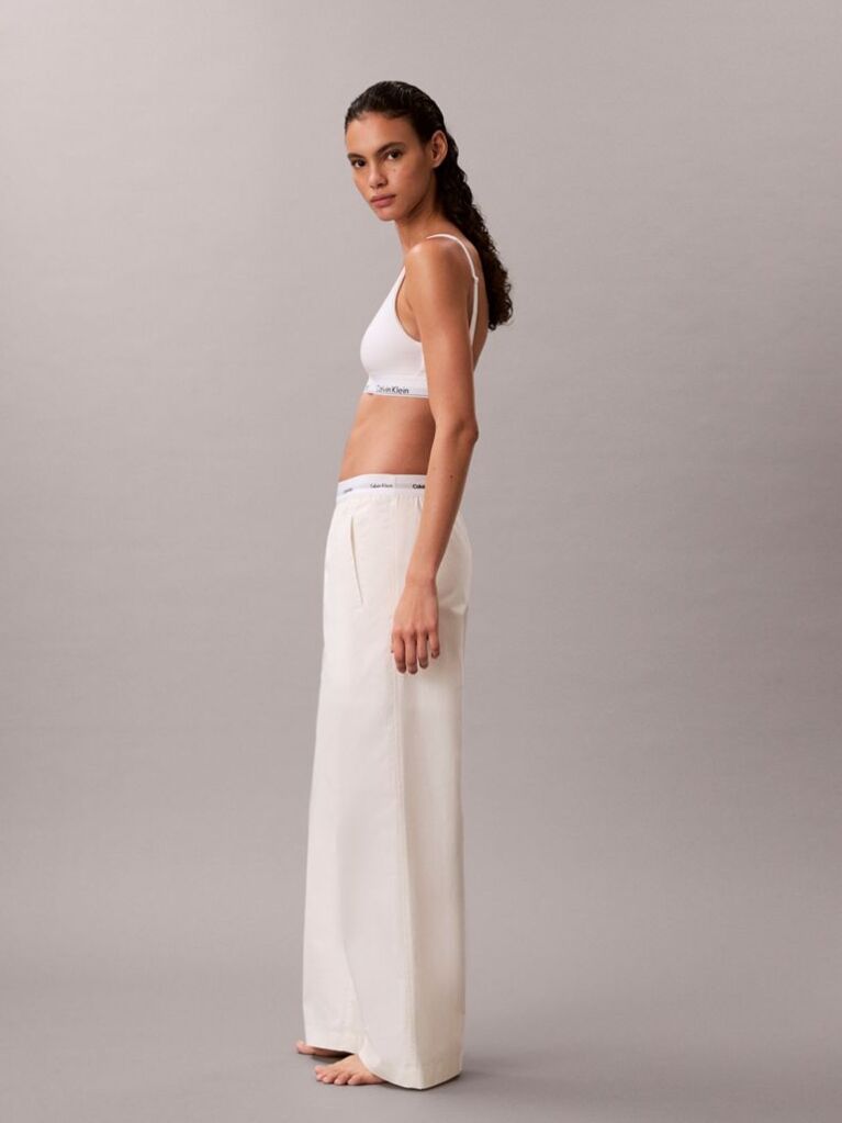White Cotton Relaxed Pants  Women