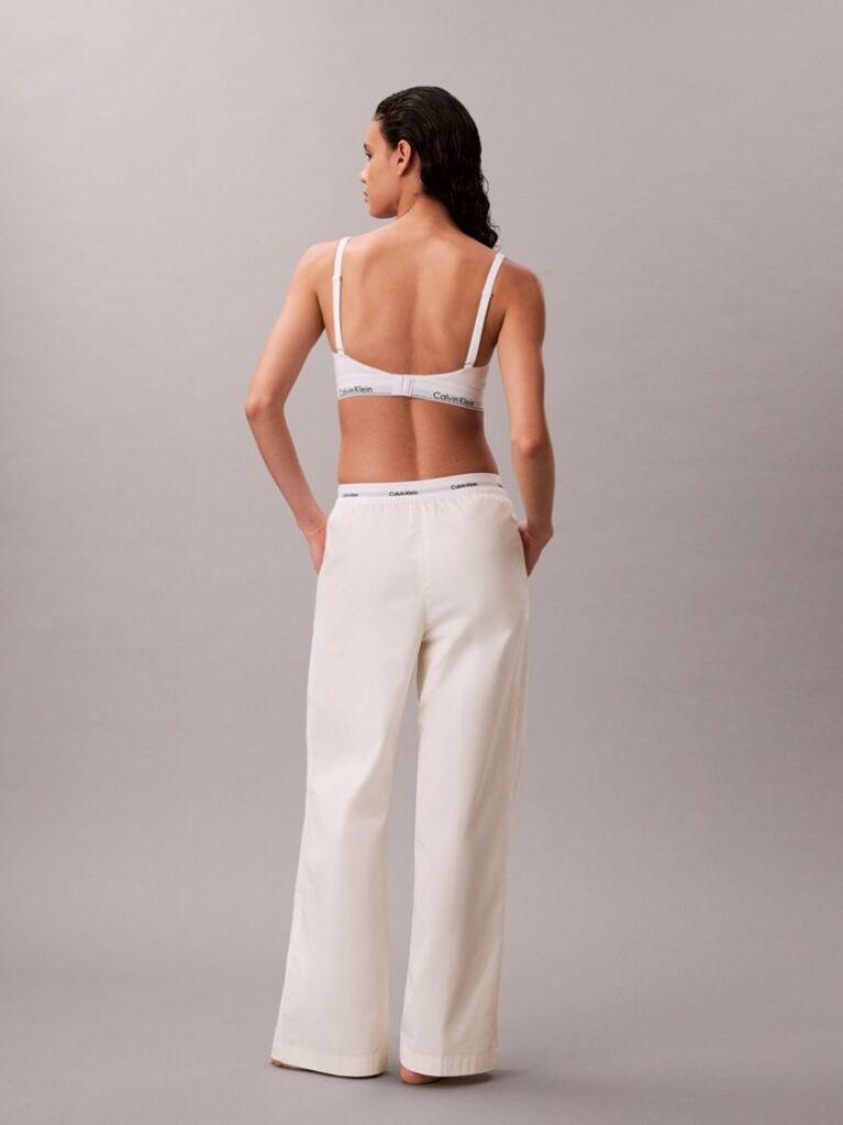 White Cotton Relaxed Pants  Women