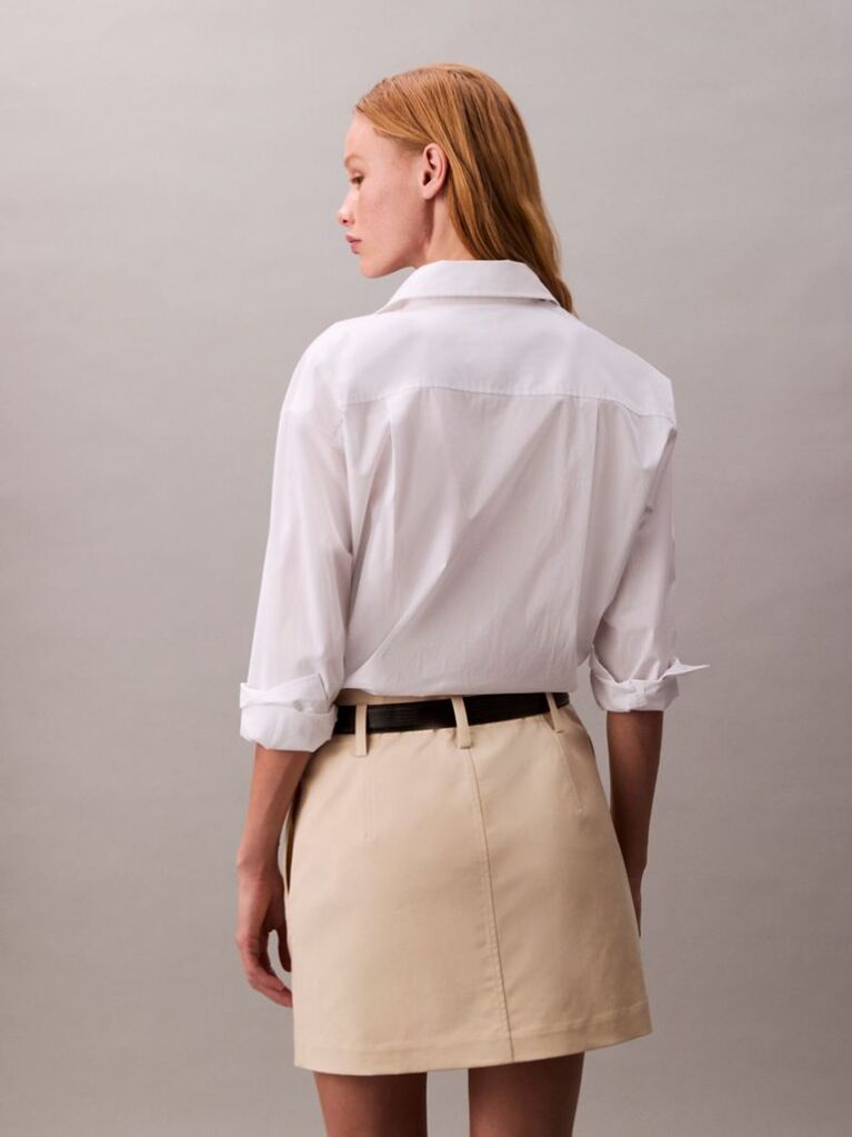 Bej Fusta Mini Chino Din Bumbac Elastic  Femei