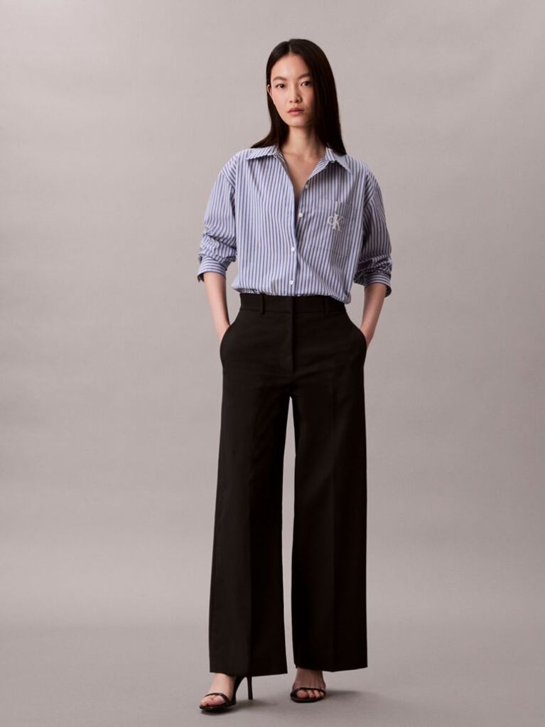 Albastru Camasa Din Bumbac Poplin Cu Dungi  Femei