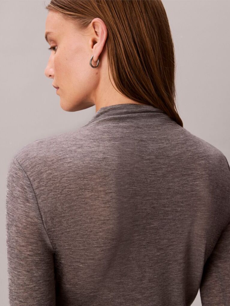 Gri Top Slim Cu Guler Mock  Femei