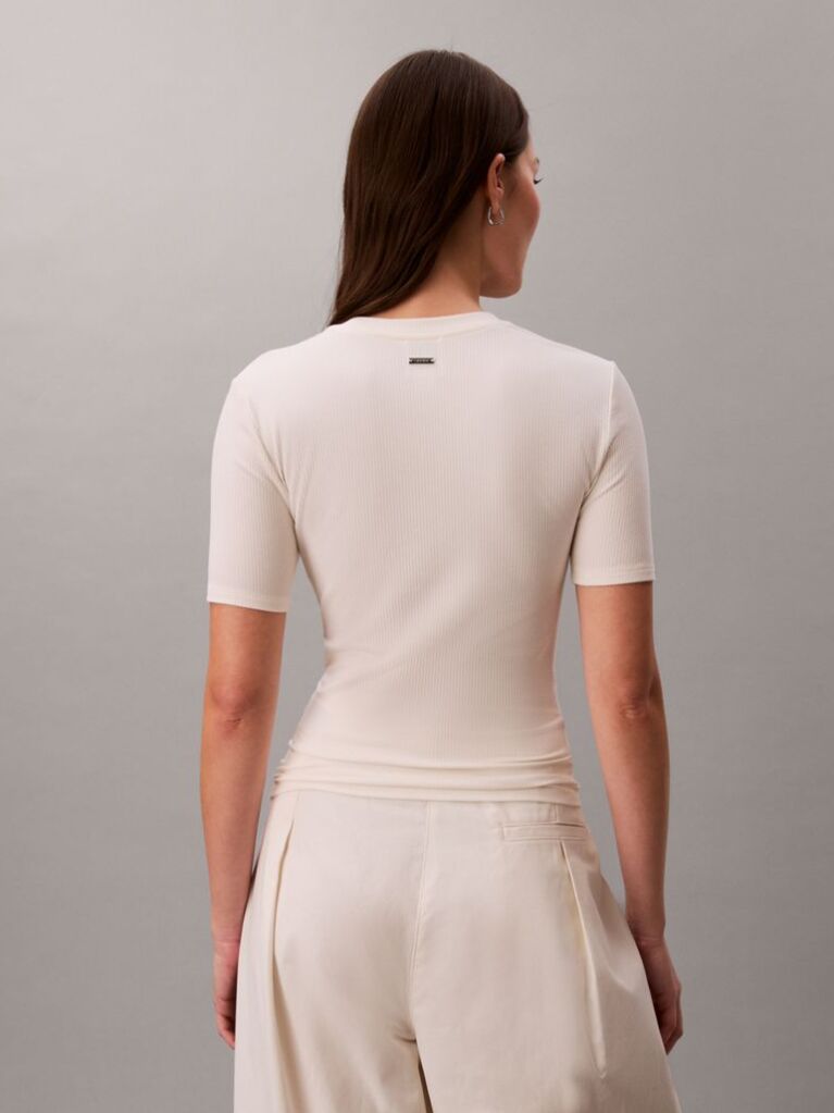 Alb Tricou Slim Din Modal Reiat  Femei
